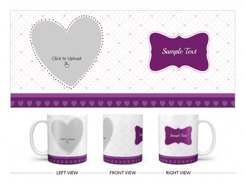 Love Symbol Pic Upload With Dotted border Design On Plain white Mug