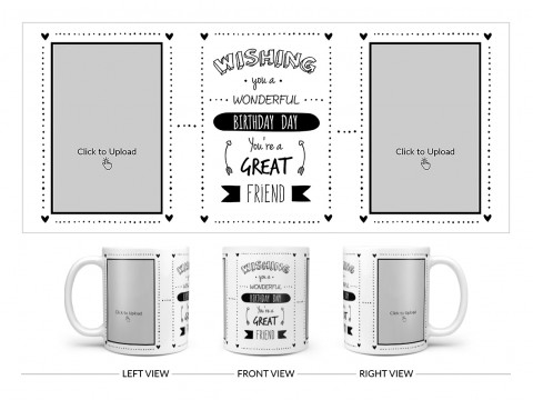 Wishing You A Wonderful Birthday Quote Design On Plain white Mug