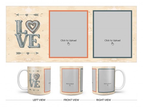 Vintage Background With Love Text Design On Plain white Mug